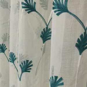 Betel Leaf Style Pest Off White Embroidery Sheer Curtain