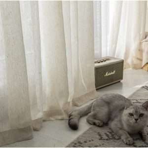 Japanese Minimalist Art Cotton and Linen Sheer Curtain