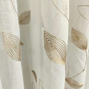 Leaf Motif Golden Sheer Embroidery Curtain