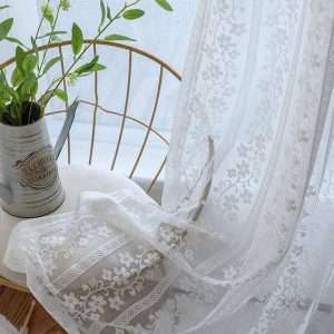 Little Floral Net Lace Curtain - White