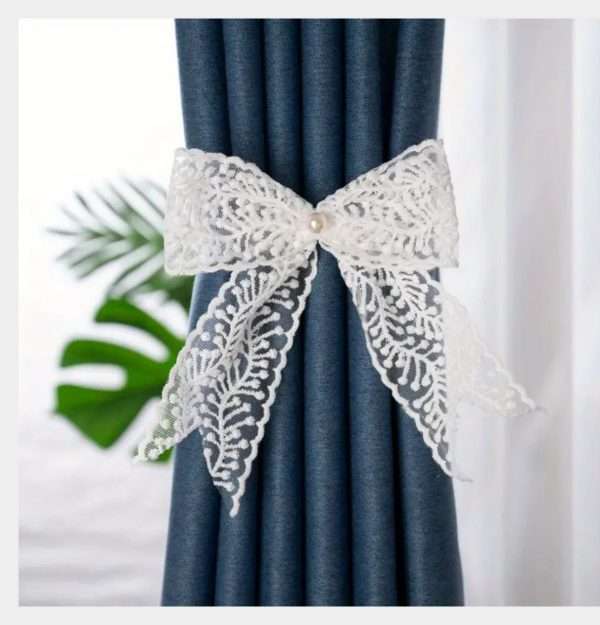 2Pcs Exquisite Curtain Tieback 1 Pairs Lace Bow-knot Tieback Clip Belt Tied DIY Curtain Tieback Decor Lace Tie Knot Curtain Rope