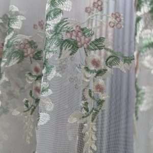 Green Embroidery Lace Curtain
