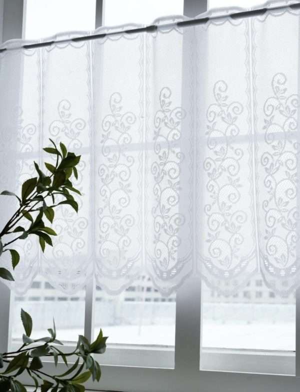 Short Kitchen Lace Net Curtain White