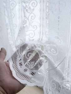 Short Kitchen Lace Net Curtain White