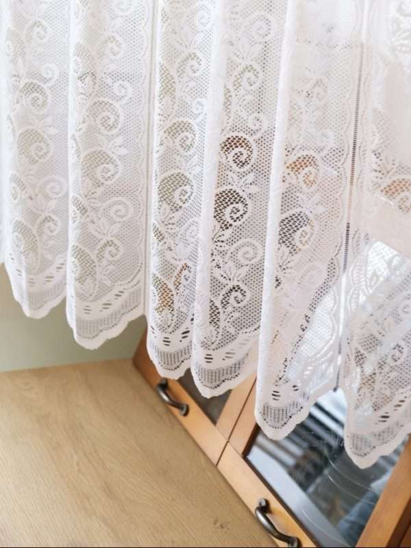 Short Kitchen Lace Net Curtain White