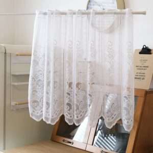 Short Kitchen Lace Net Curtain White