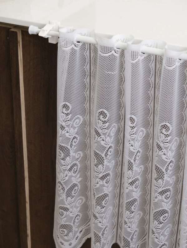 Short Kitchen Lace Net Curtain White