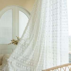 3D Pompom White Sheer Curtain