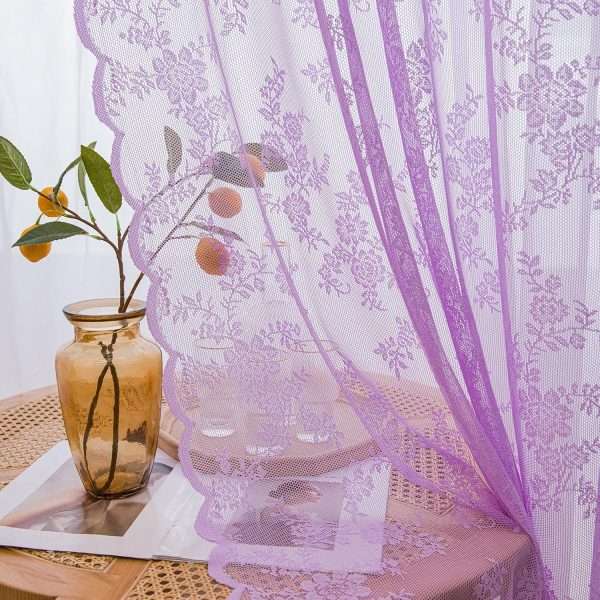 IKEA Vintage Purple Floral Net Curtain