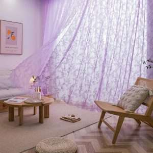 IKEA Vintage Purple Floral Net Curtain