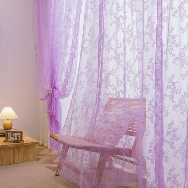 IKEA Vintage Purple Floral Net Curtain