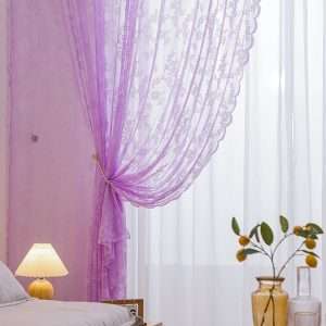 IKEA Vintage Purple Floral Net Curtain