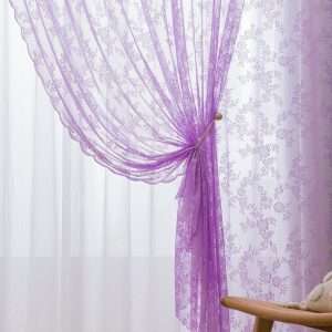 IKEA Vintage Purple Floral Net Curtain