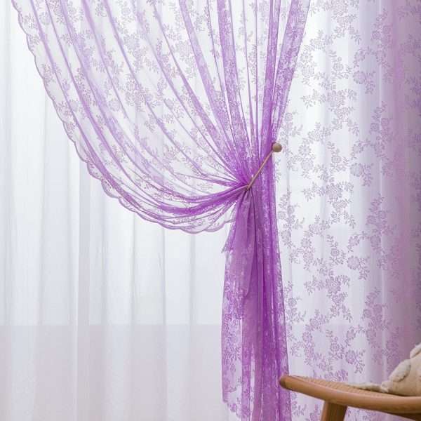 IKEA Vintage Purple Floral Net Curtain