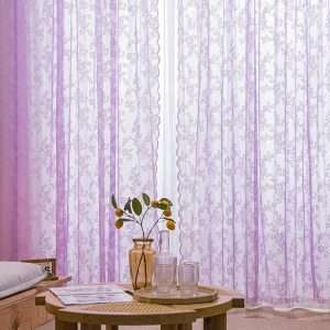 IKEA Vintage Purple Floral Net Curtain