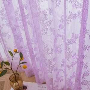 IKEA Vintage Purple Floral Net Curtain