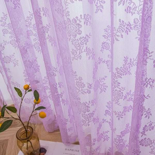 IKEA Vintage Purple Floral Net Curtain