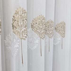 Tree Leaf Gold Sheer Curtain