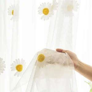 Yellow Daisy Sheer Curtains