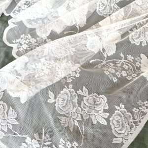 White Butterfly Net Lace Short Curtain