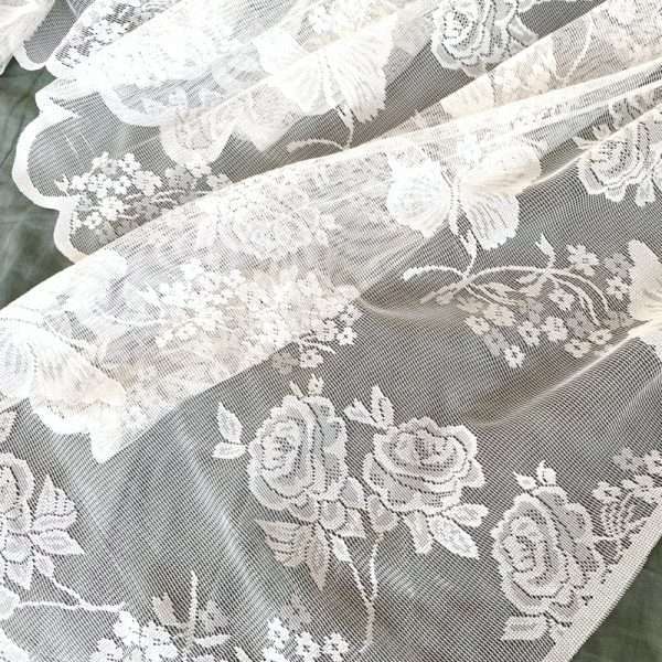 White Butterfly Net Lace Short Curtain