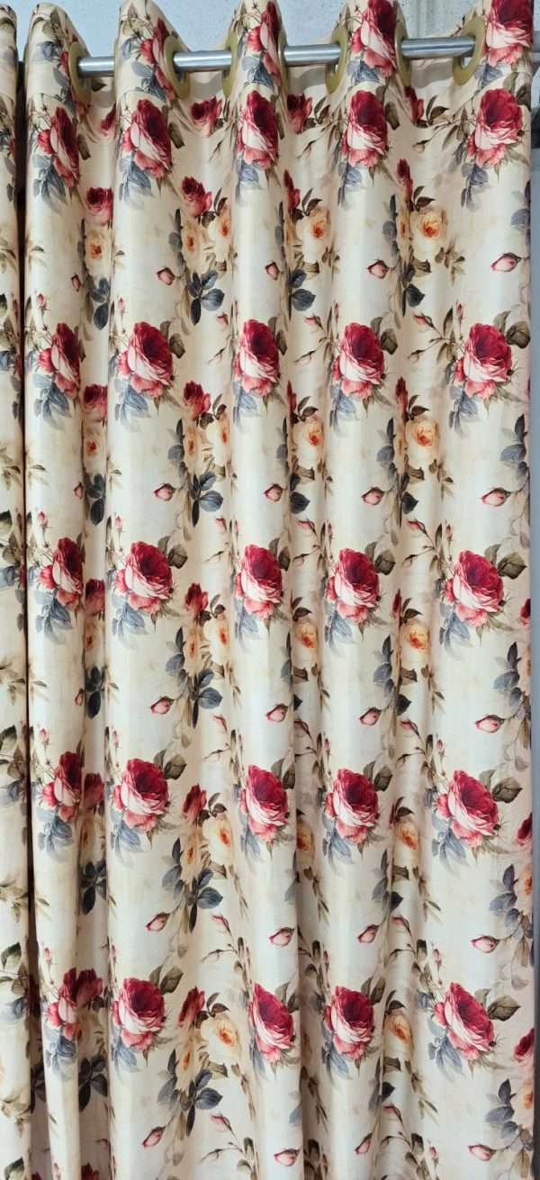 Vintage Rose Floral Velvet Curtain