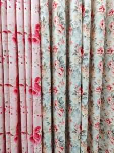 Sky & Cream Floral Velvet Curtain