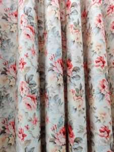 Sky & Cream Floral Velvet Curtain