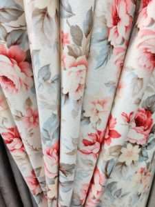 Sky & Cream Floral Velvet Curtain