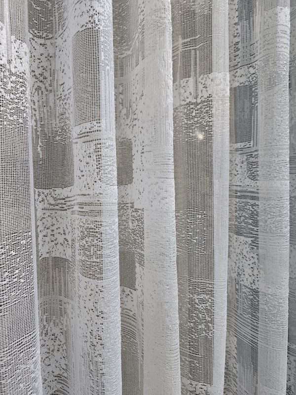 White Abstract Net Curtain