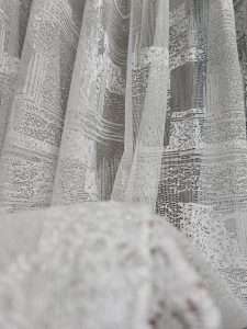 White Abstract Net Curtain