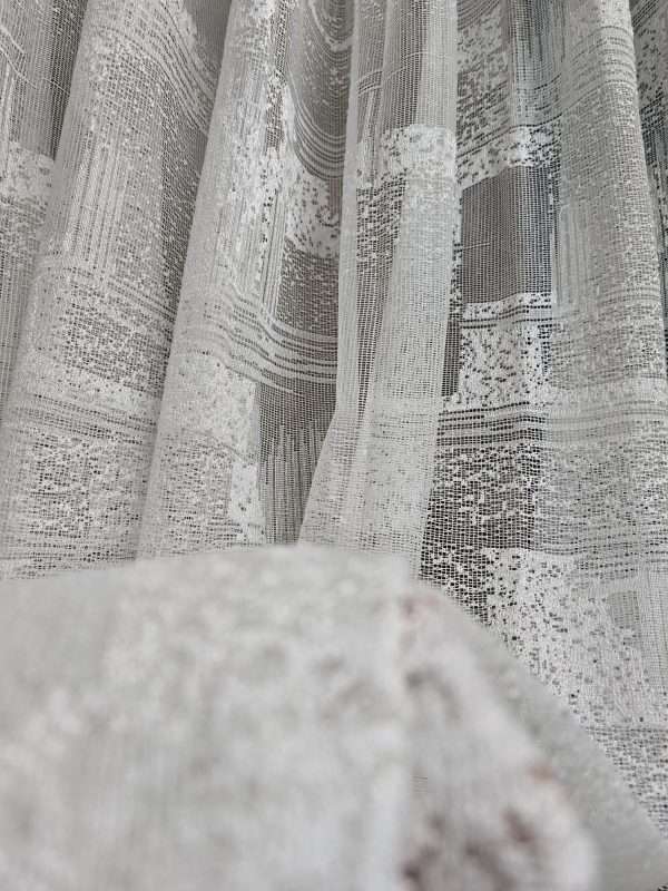 White Abstract Net Curtain
