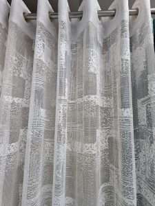 White Abstract Net Curtain
