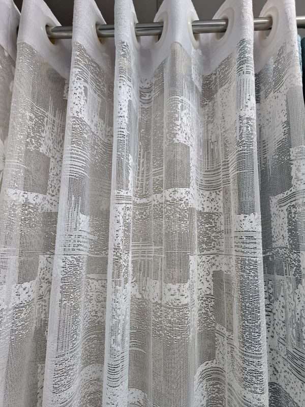 White Abstract Net Curtain
