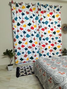 cloud print kids curtain