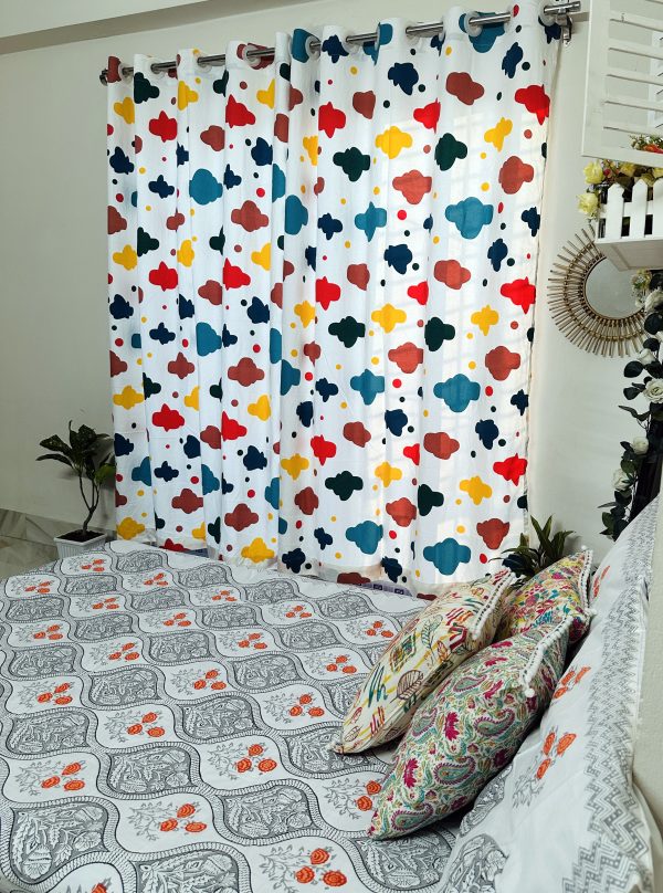 cloud print kids curtain