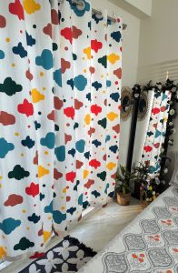 cloud print kids curtain