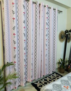 baby pink floral curtain