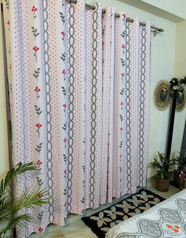 baby pink floral curtain