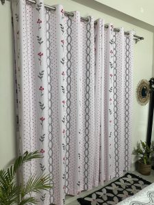 baby pink floral curtain