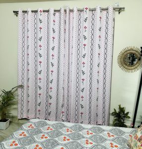 baby pink floral curtain