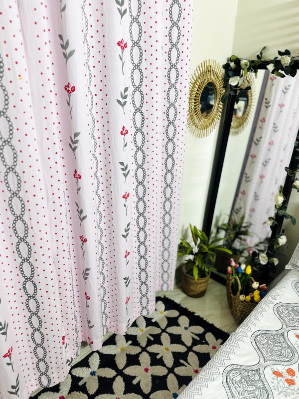 baby pink floral curtain