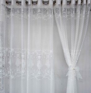 white net lace curtain