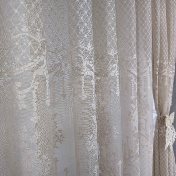 Golden net lace curtain