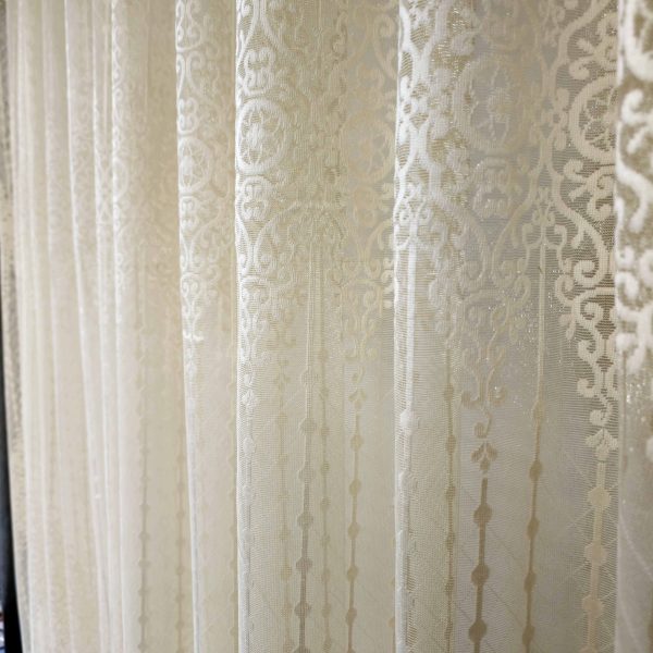 Transparent cream net curtain