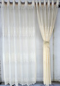 Transparent cream net curtain