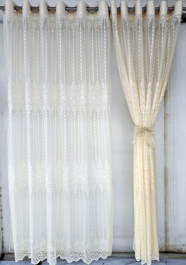 Transparent cream net curtain