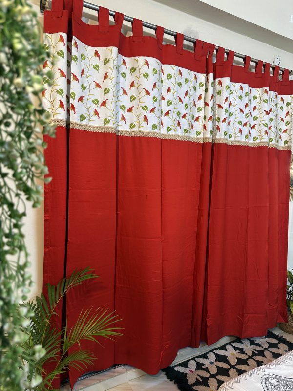 red & green loop style curtain #embroidery #onlineshopping #homedecor
