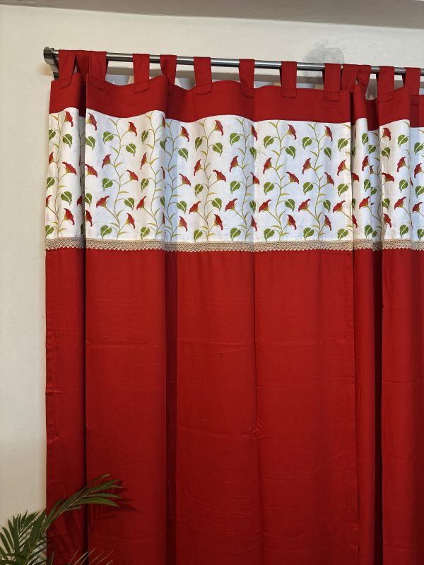 red & green loop style curtain #embroidery #onlineshopping #homedecor